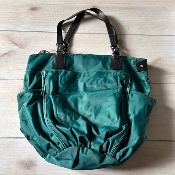 NWT Juicy Couture Green Hot Pink Interior Nylon Shoulder Tote Bag - Picture 5 of 11